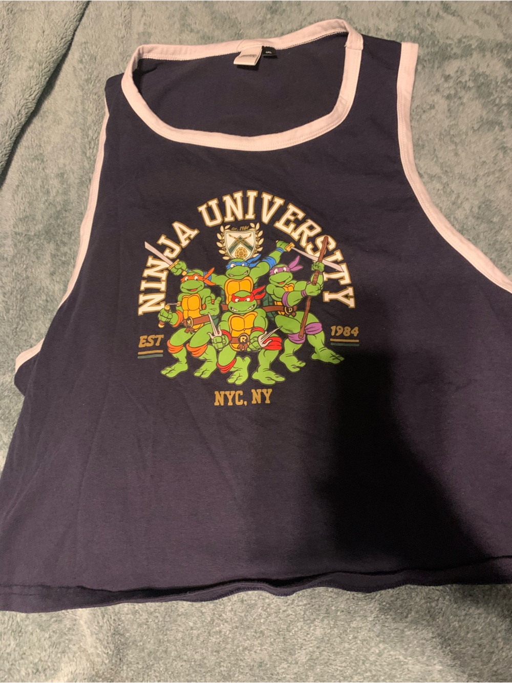 Navy Graphic Tank Top with White Trim - TMNT Tag